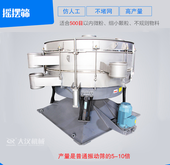 搖擺篩仿人工篩分原理，操作方便，不堵網(wǎng)。
