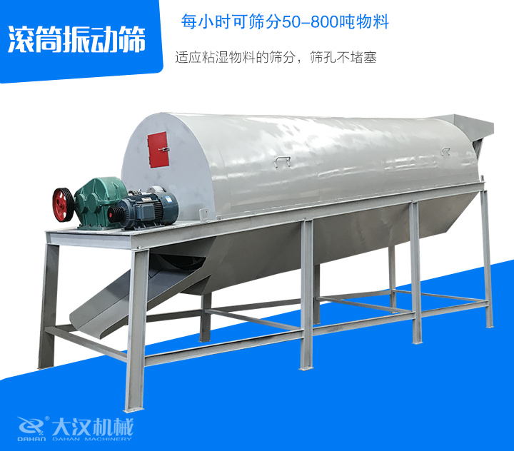 滾筒振動(dòng)篩適應(yīng)粘濕物料的篩分，篩孔不堵塞