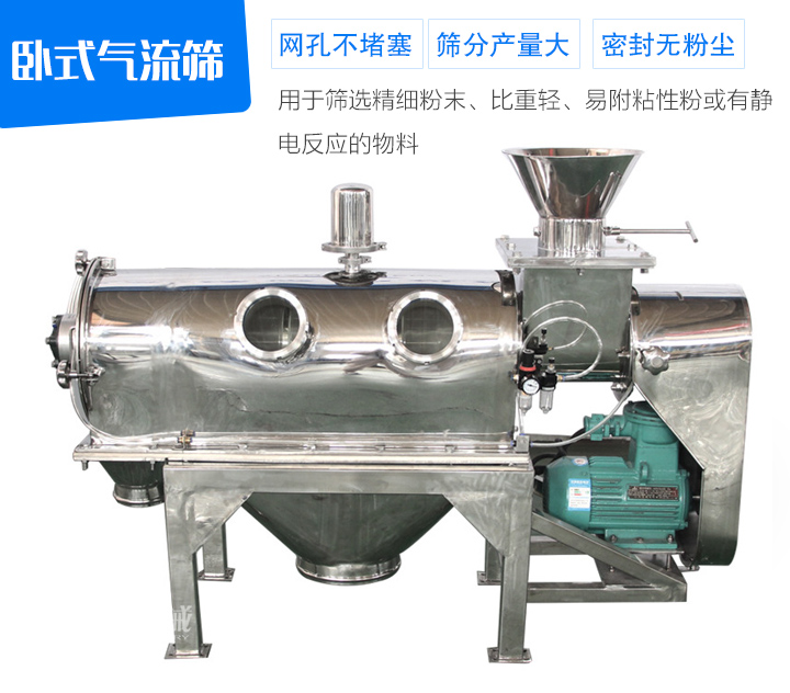 用于篩選精細粉末、比重輕、易附粘性粉或有靜電反應的物料